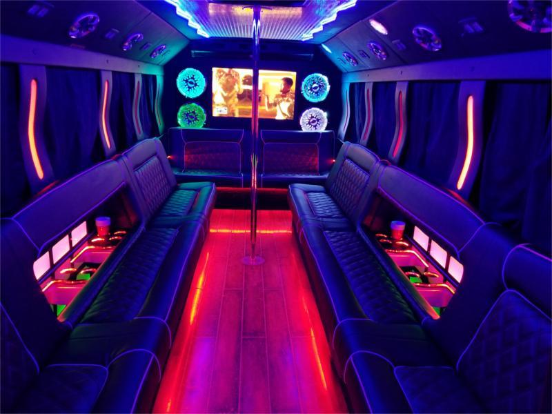 20–22 Pax Blizzard Party Bus — Just Limos party bus rental DC, Baltimore, Northern VA