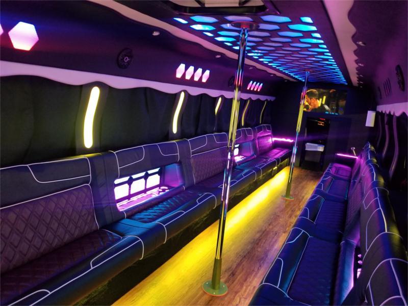 38–40 Pax Earthquake Party Bus — Just Limos party bus rental DC, Baltimore, Northern VA