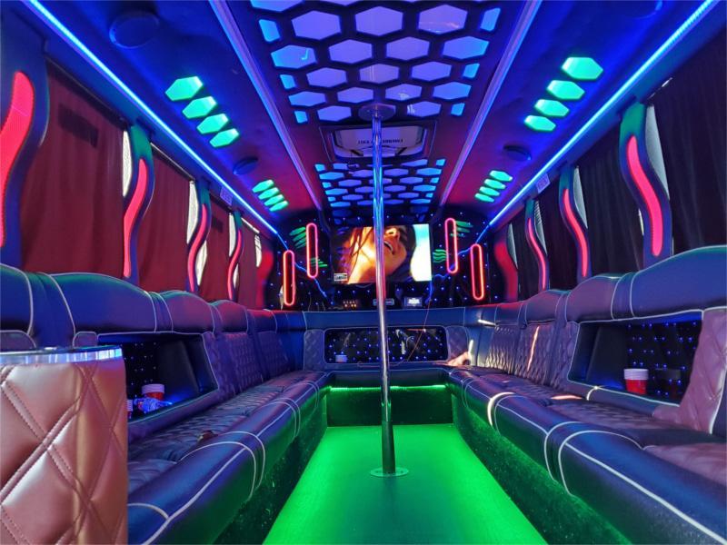 23–25 Pax Hurricane Party Bus — Just Limos party bus rental DC, Baltimore, Northern VA