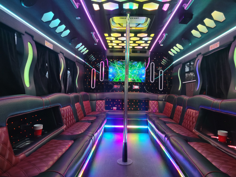 20–22 Pax Wildfire Party Bus — Just Limos party bus rental DC, Baltimore, Northern VA