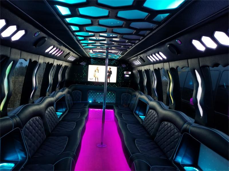 30–32 Pax Raven Party Bus interior