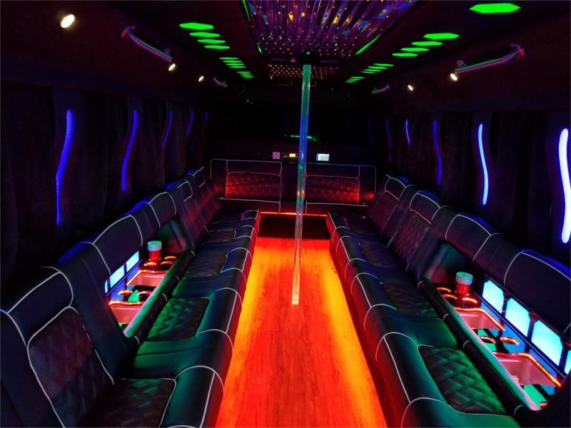 27–29 Pax Storm Party Bus interior
